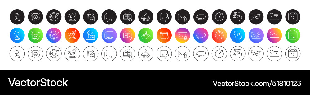 Microscope messages and interview job line icons Microscope messages and interview job line icons vector image