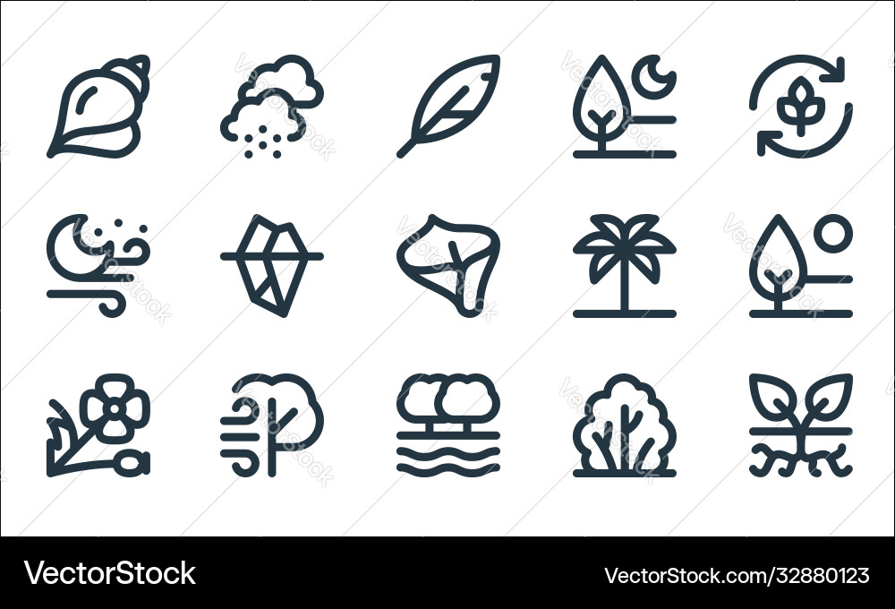 Nature line icons linear set quality Vector Image