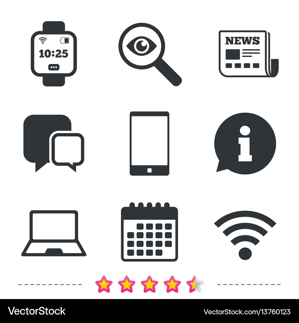 Notebook and smartphone icon smart watch symbol Notebook and smartphone icon smart watch symbol vector image