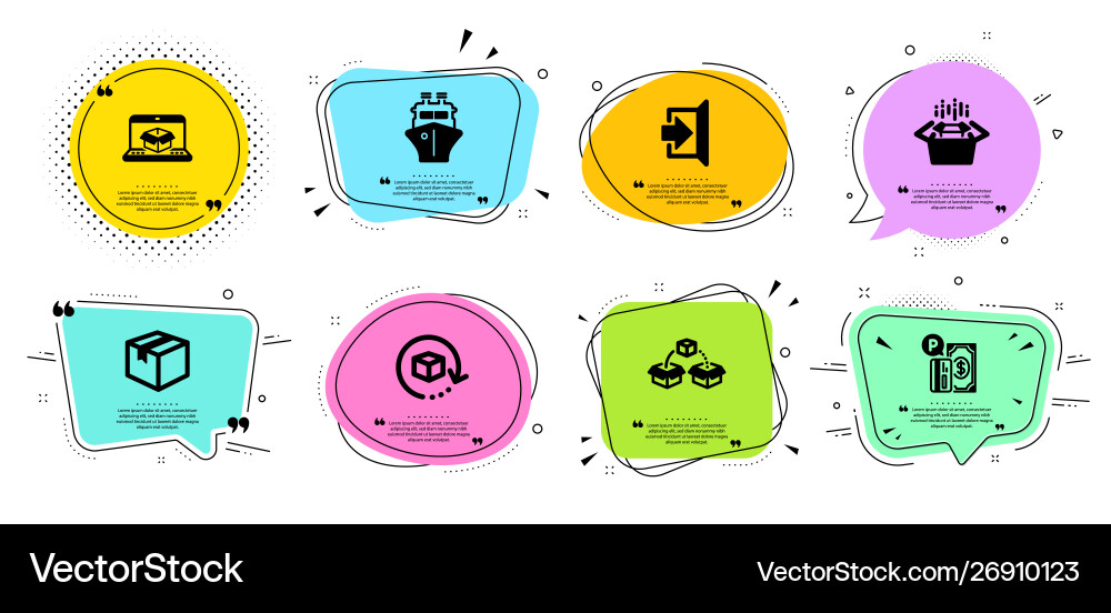 Parcel exit and return package icons set Parcel exit and return package icons set Vector Image