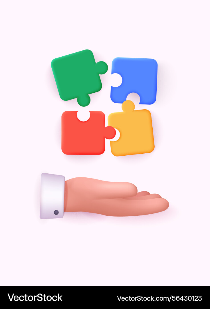 Puzzle- oder Puzzleteile in einer menschlichen Hand digital Puzzle- oder Puzzleteile in einer menschlichen Hand digital Vektorbild