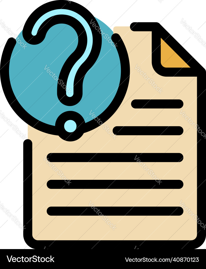 Question document icon color outline Question document icon color outline Vector Image