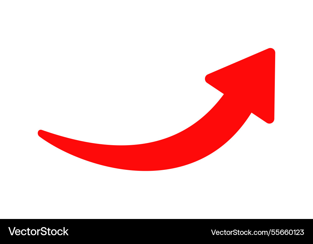 Red curved arrow pointing upward vector image