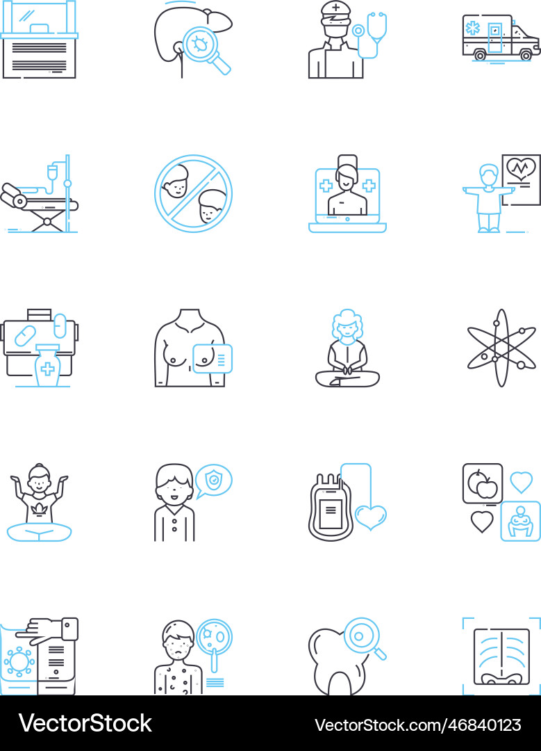 Sanatorium linear icons set isolation asylum Vector Image