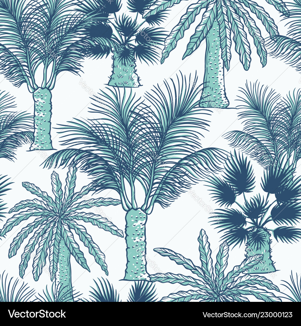 Seamless pattern of palmtrees different Seamless pattern of palmtrees different vector image