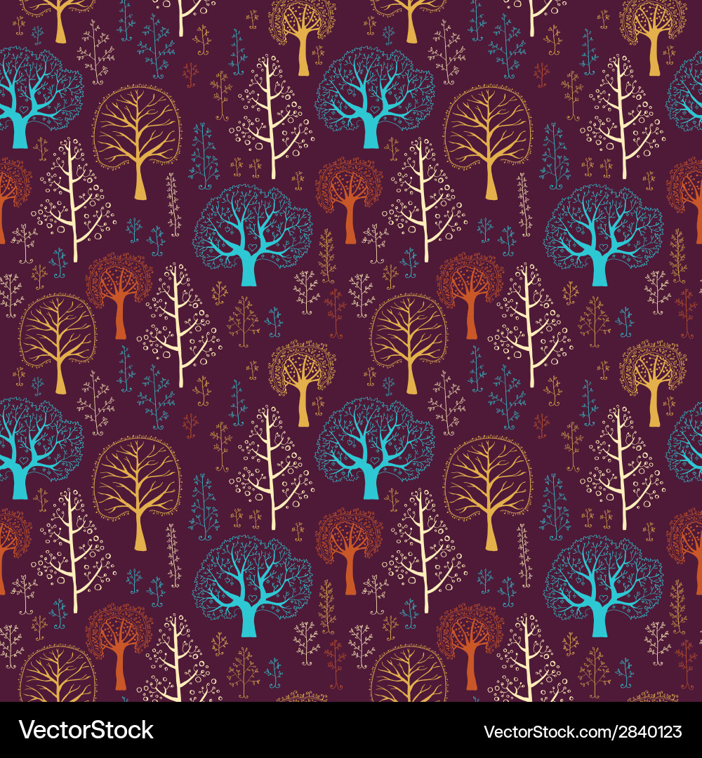 Seamless tree pattern with forest Vector Image
