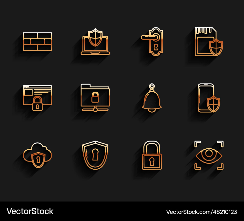 Set line cloud and shield with keyhole Set line cloud and shield with keyhole vector image