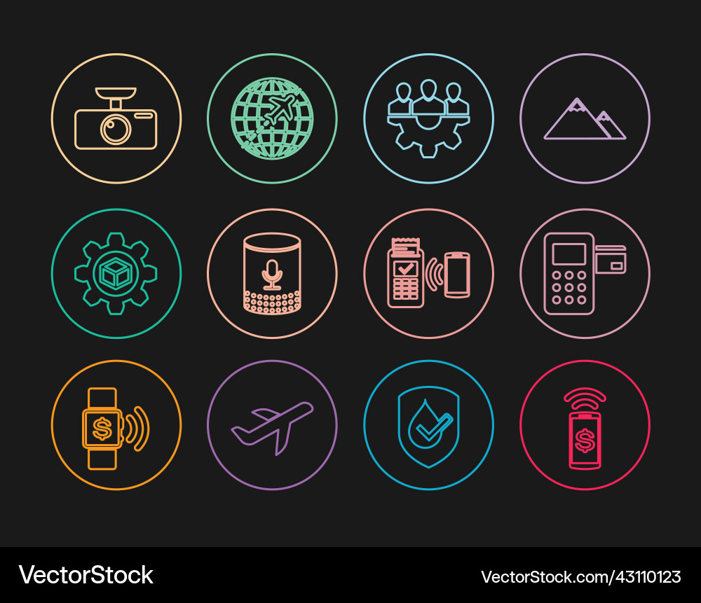 Set line contactless payment pos terminal Set line contactless payment pos terminal vector image