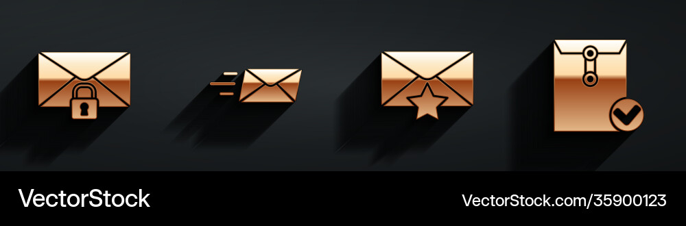 Set mail message lock password express envelope Vector Image