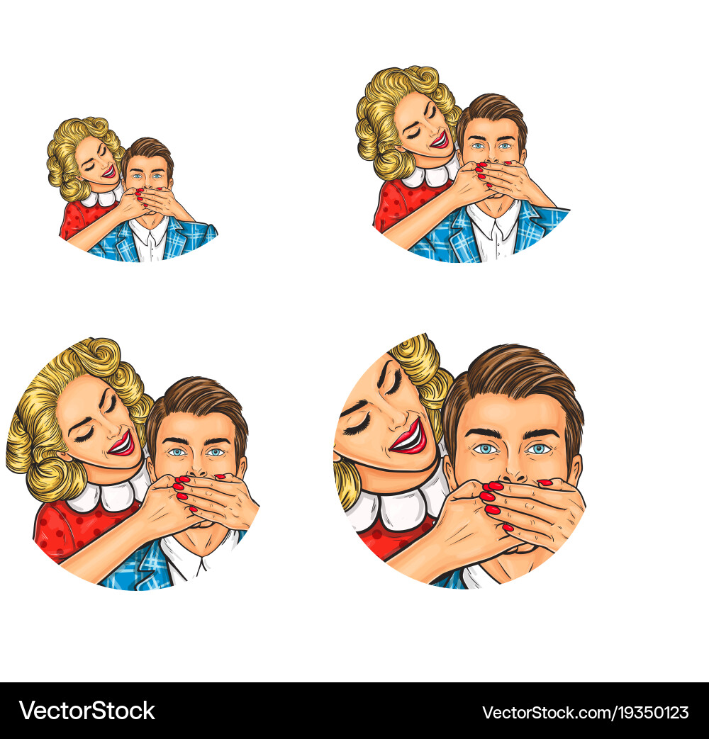 Set of pop art round avatar icons for users vector image