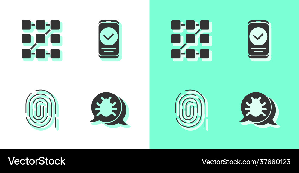 Set system bug graphic password protection Set system bug graphic password protection vector image