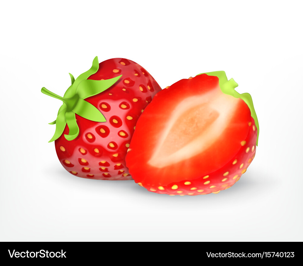 Strawberry with slice Vector Image