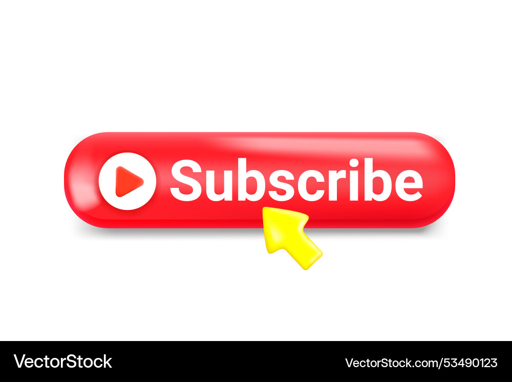 Subscribe utton with cursor arrow 3d Subscribe utton with cursor arrow 3d vector image