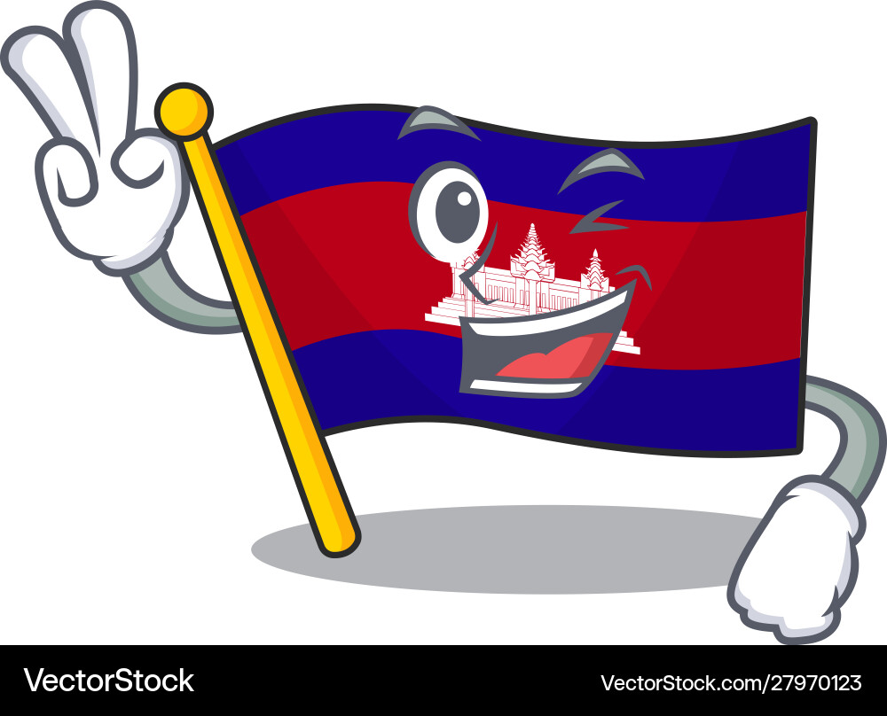 Two finger cartoon flag cambodia in with mascot Two finger cartoon flag cambodia in with mascot Vector Image