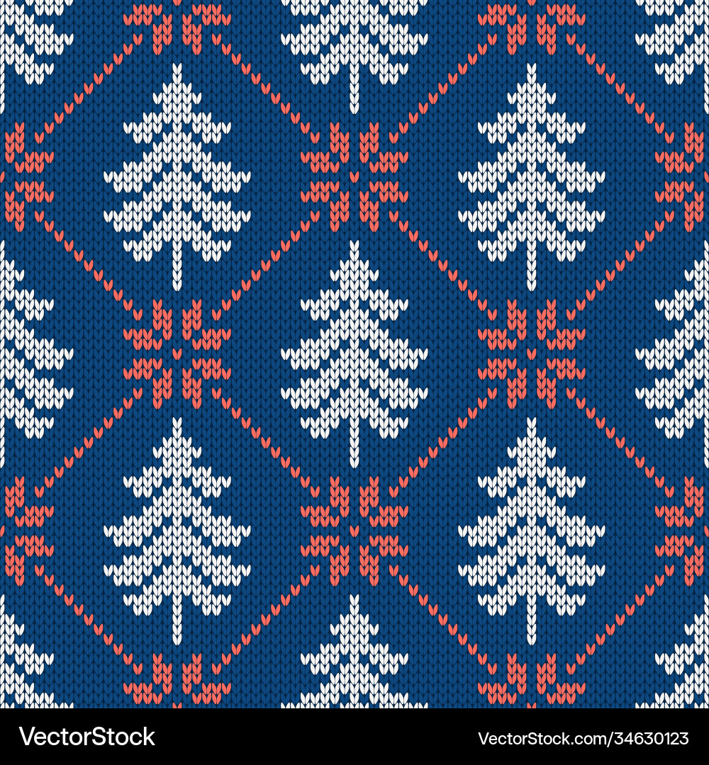 Winter Knitted Snowflake Pattern vector image