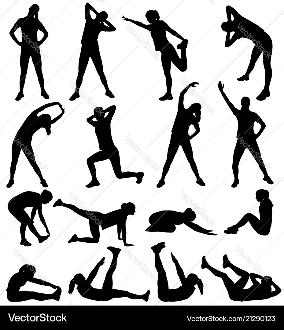 Woman Silhouettes - Fitness & Wellness Vector Image