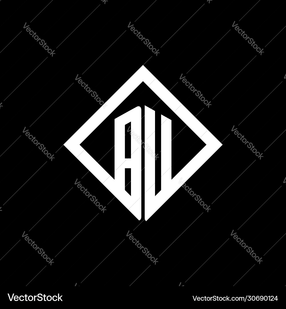 Bu logo monogram with square rotate style design vector image