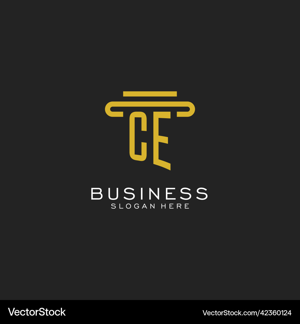 Ce initial logo with simple pillar style design Vector Image