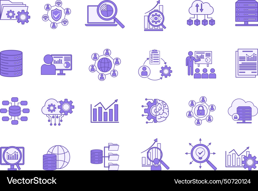 Colored set of data analytics icons vector image