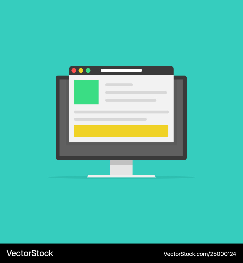 Computer with browser window screen background Computer with browser window screen background vector image