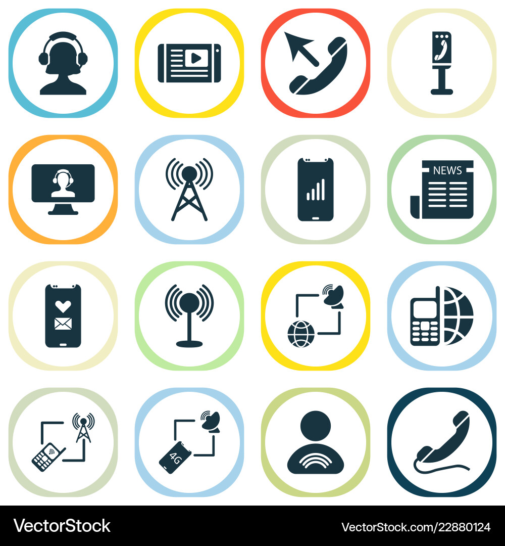 Connection icons set with mobile network call Connection icons set with mobile network call vector image