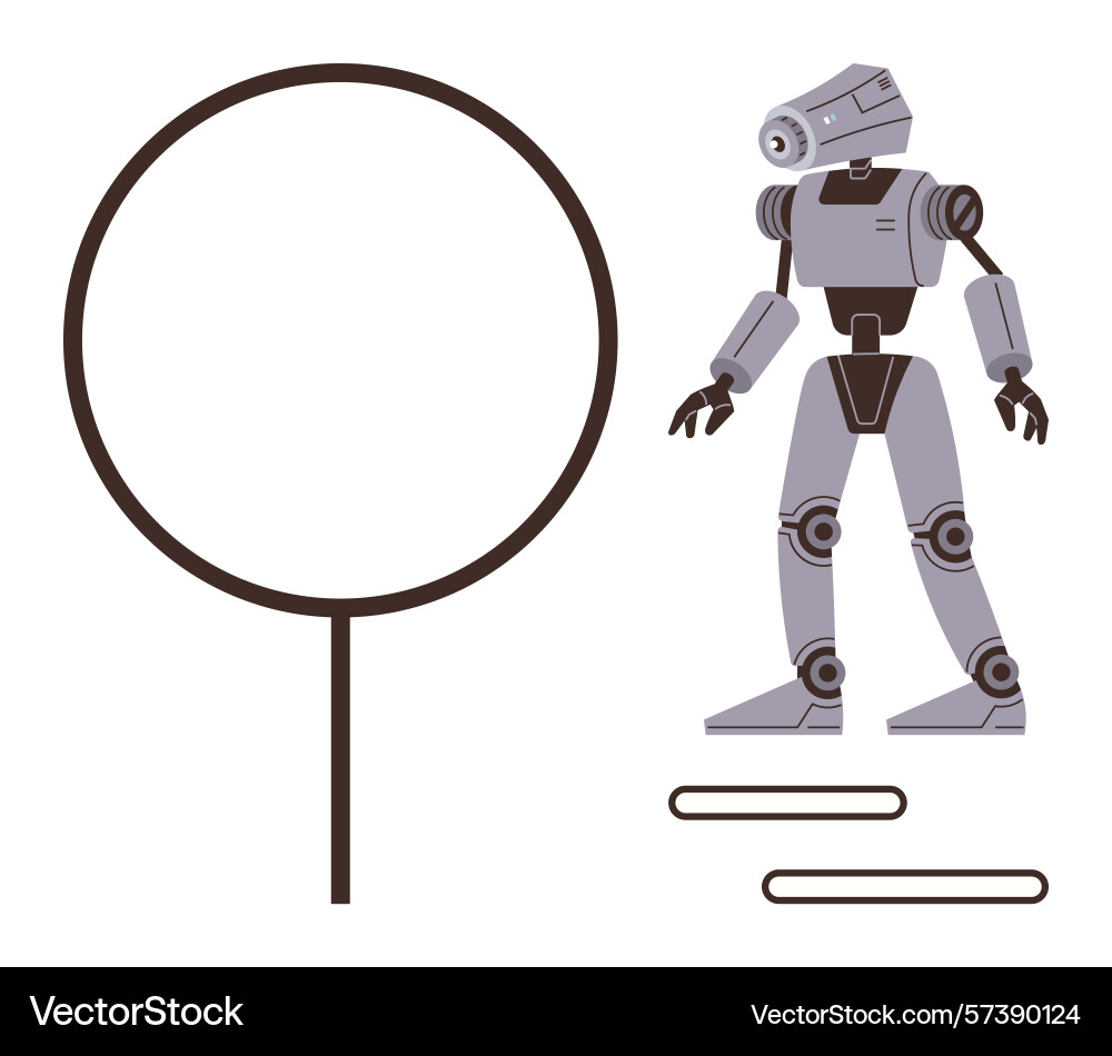 Futuristic robot with components and abstract Vector Image