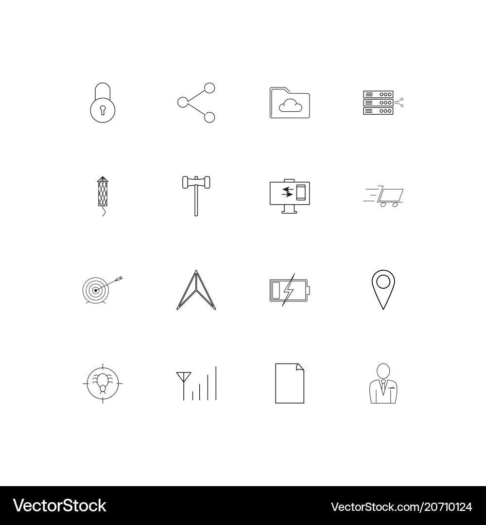 Internet of things simple linear icons set vector image