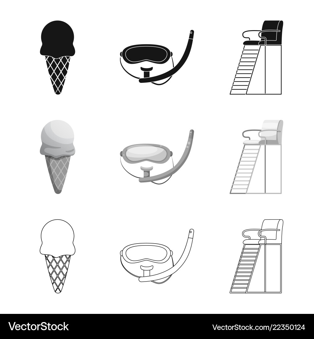 Isolated object of pool and swimming icon set Vector Image