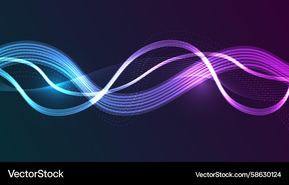 Modern data flow abstract light wave on a dark Vector Image