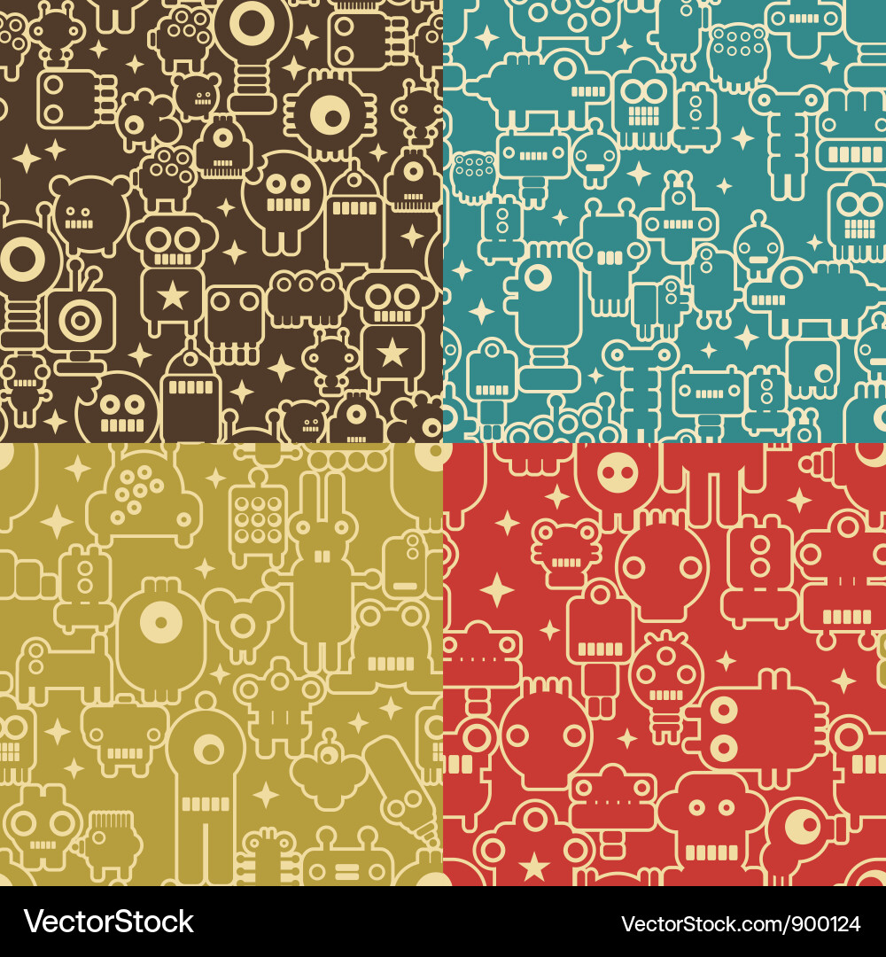 Robot patterns vector image