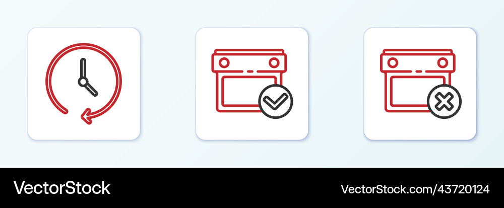 Set line calendar date delete clock vector image