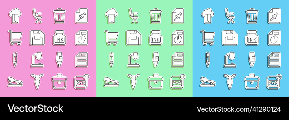 Set line envelope file document Set line envelope file document vector image