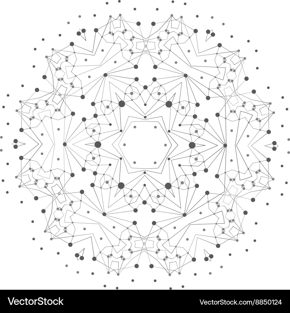 Shape molecular structure with lines and dots vector image