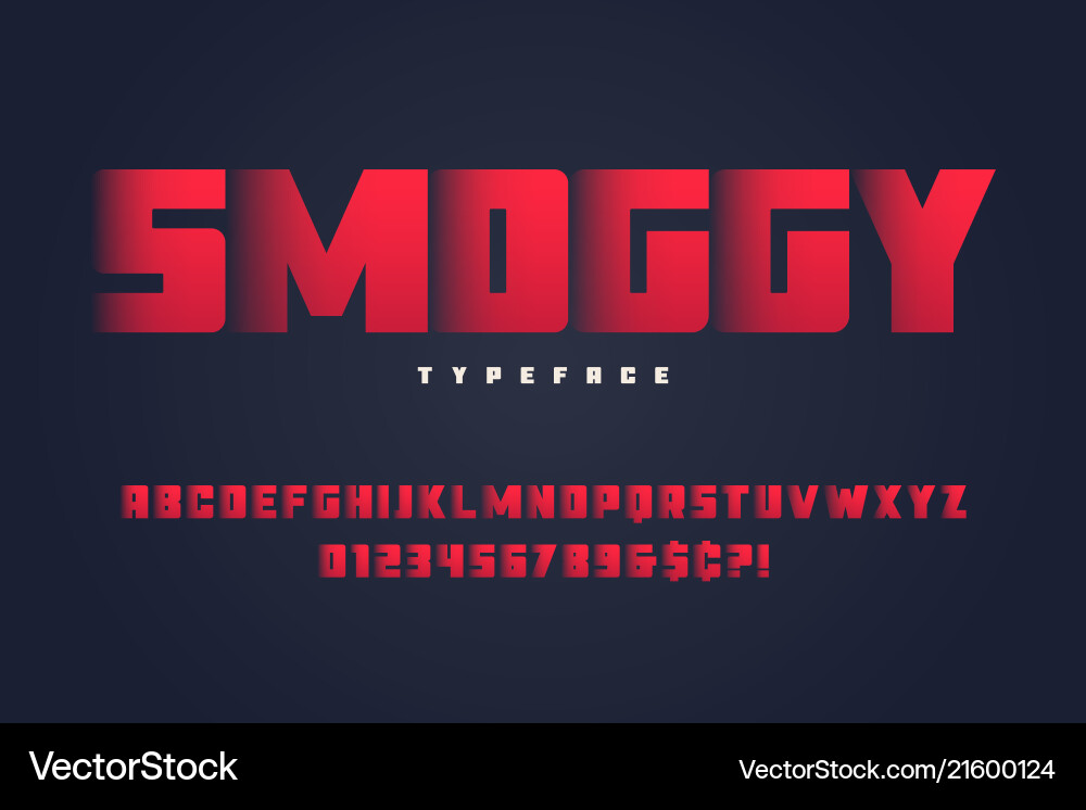 Smoggy heavy display font design alphabet vector image