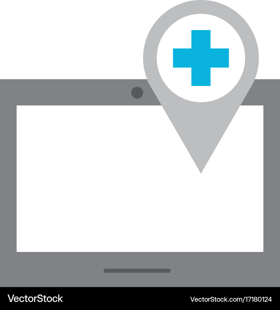 Tablet with pointer map navigation medical Vector Image