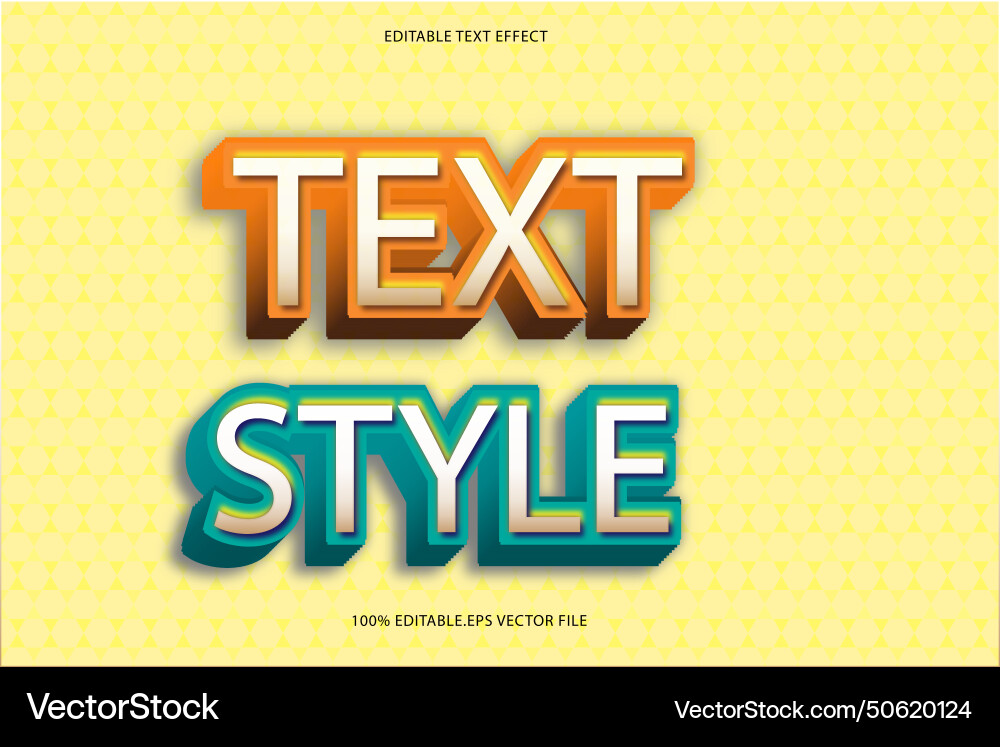 Text style editable effect 3d emboss vector image