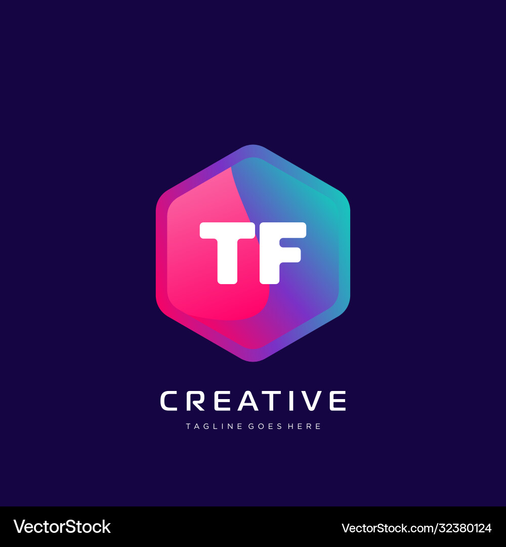 Tf initial logo with colorful template Vector Image