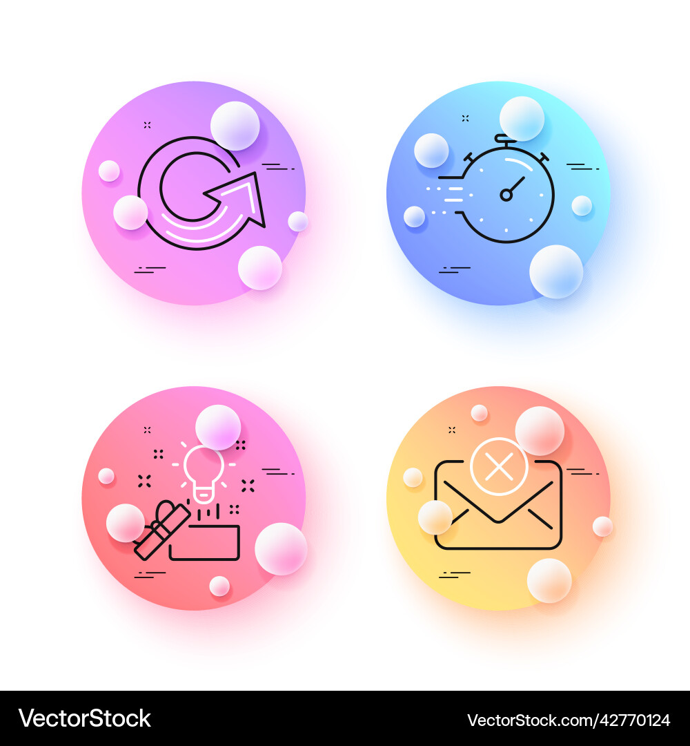 Timer reject mail and creative idea minimal line Timer reject mail and creative idea minimal line vector image