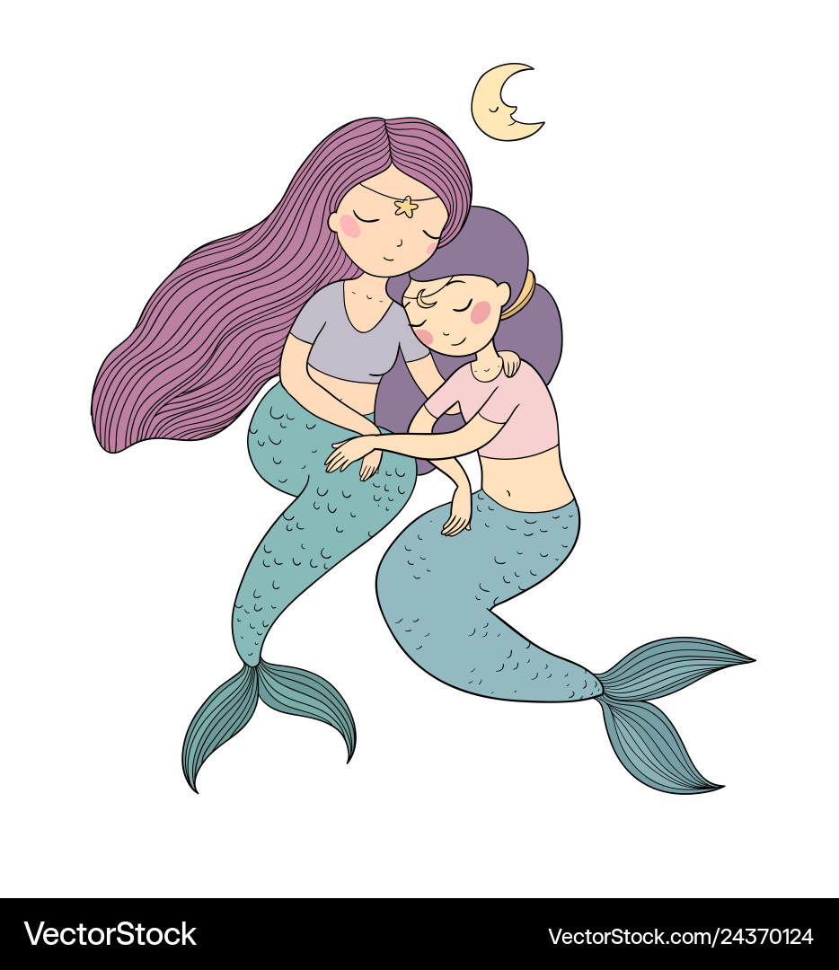 Two Charming Mermaid Princesses Vector Image