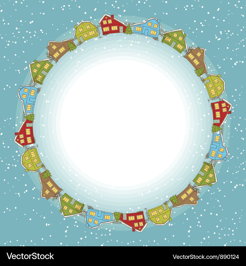 Winter Town Christmas Card Vector Image
