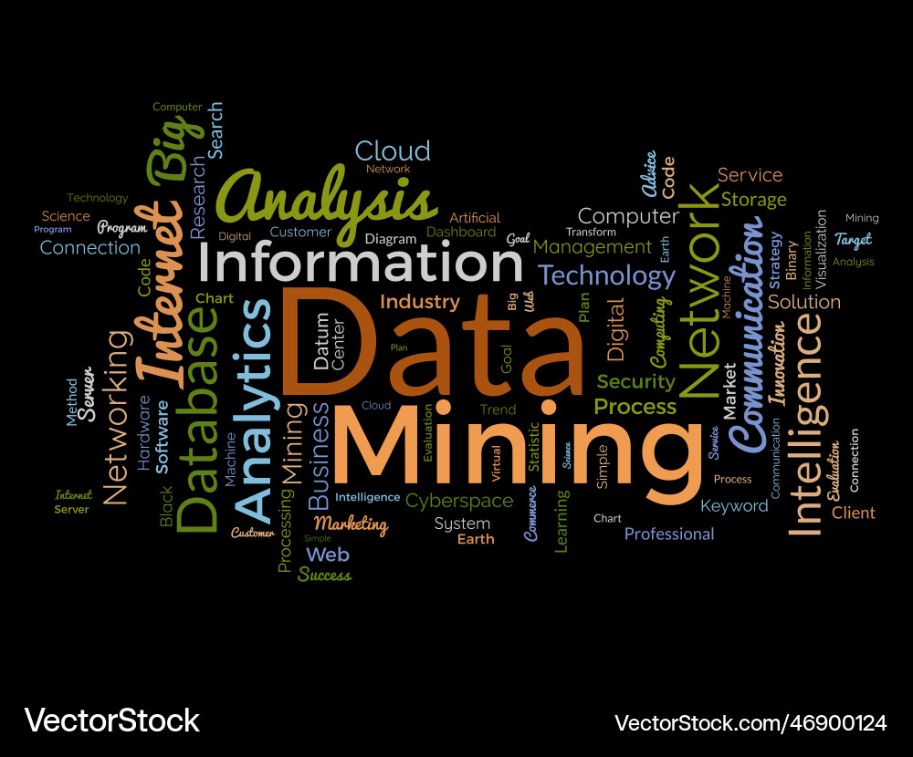 Word cloud background concept for data mining Word cloud background concept for data mining Vector Image