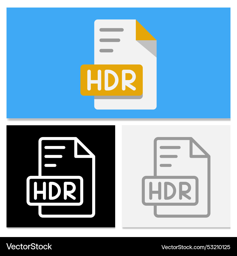 Hdr document file format set of flat Hdr document file format set of flat vector image