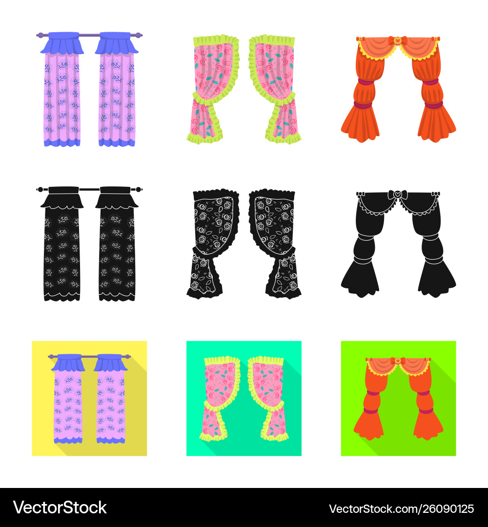 Isolated object curtains and drapes icon set Isolated object curtains and drapes icon set Vector Image
