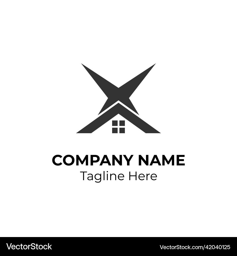 Logogram x with house element Logogram x with house element Vector Image