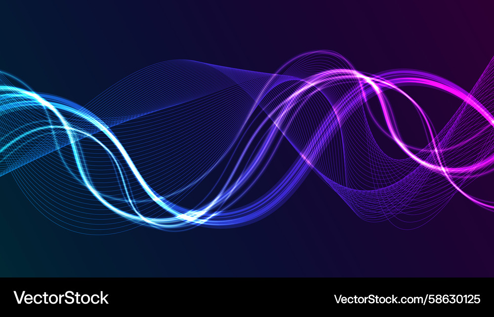 Modern data flow abstract light wave on a dark Vector Image