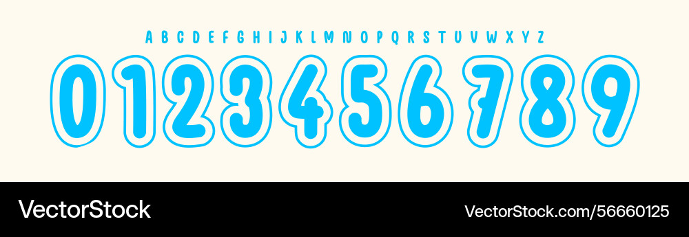 Playful bubble outline number font fun rounded vector image