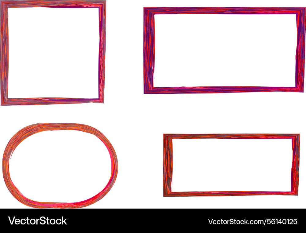 Red pink colorful scratch scribble pattern frames Red pink colorful scratch scribble pattern frames vector image