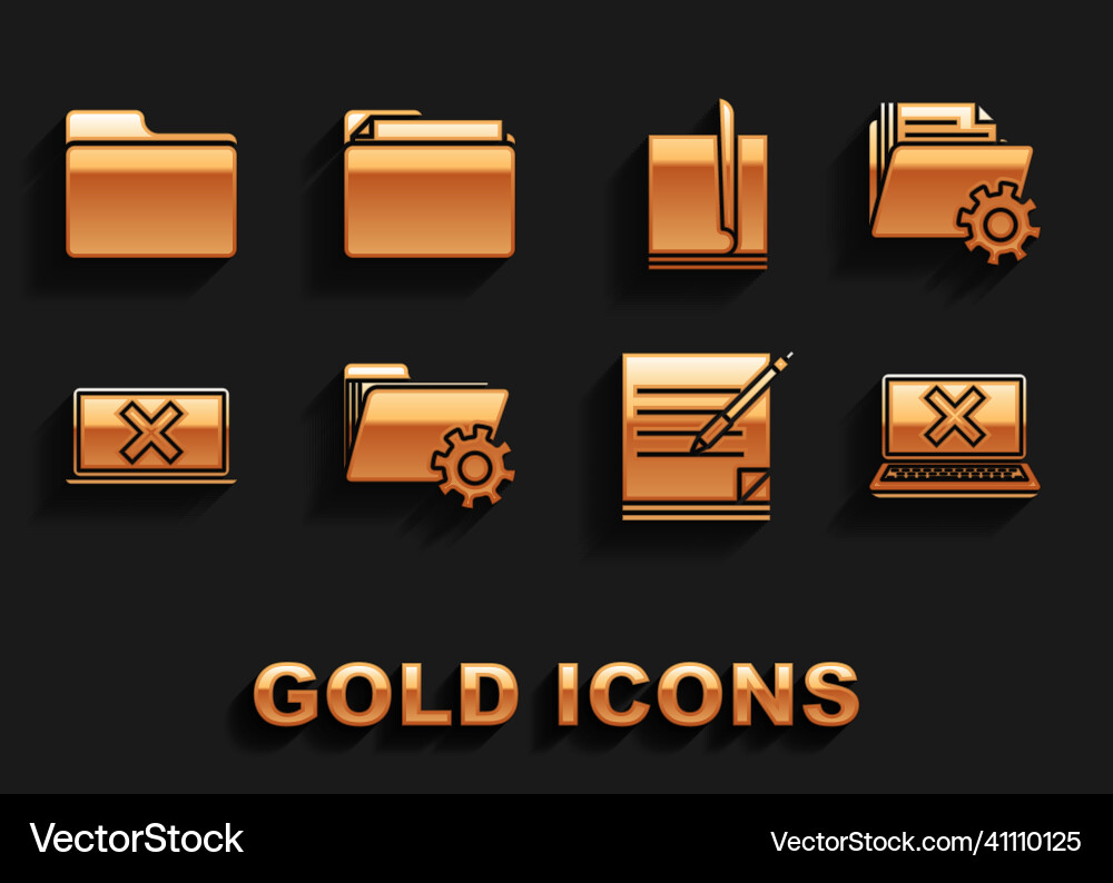 Set folder settings with gears laptop and cross Set folder settings with gears laptop and cross vector image