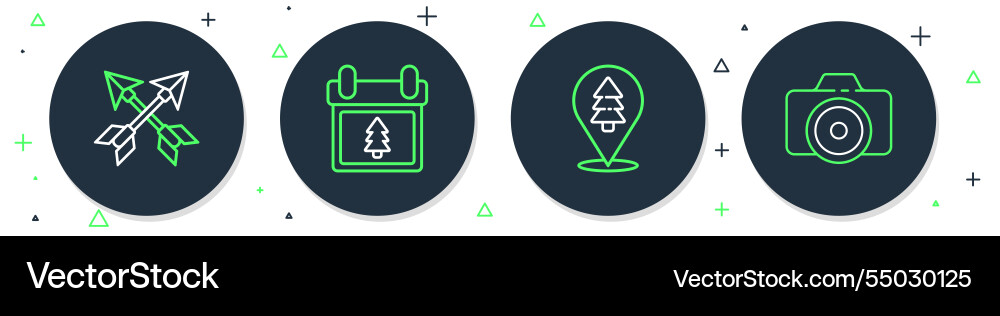 Set line calendar with tree location Set line calendar with tree location Vector Image