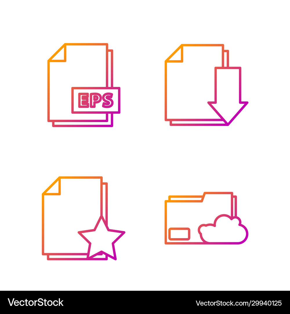 Set line cloud storage text document folder vector image